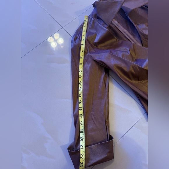 JS Collection  layered Sleeve with cuff Jacket Blazer Brown Satin retro size 10 - Picture 4 of 16